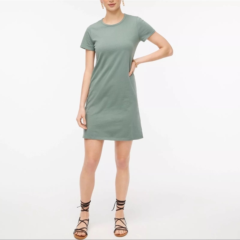 NWT J.Crew Women Short-sleeve Summer Topiary Green T-shirt Dress Small S